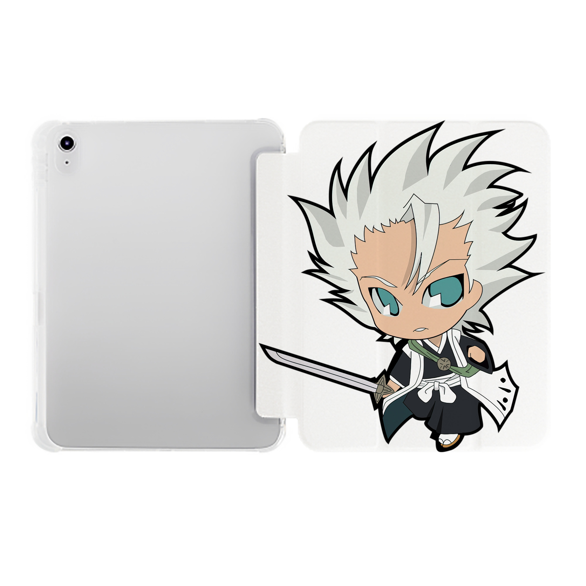 （画像用） ブリーチ 日番谷冬獅郎（ひつがや とうしろう） BLEACH Hitsugaya Toushirou IPad ケース ペン収納付き 三つ折りスタンド PUレザー×シリコン 対応機種9.5/10.5/10.9インチ